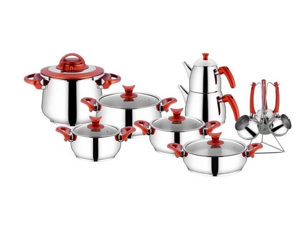Ventus 18 Parça Çeyiz Seti Kırmızı | Paslanmaz Çelik | TAC-4707