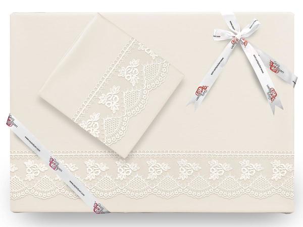 Monolithic Plain French Laced Bettbezug Set Cream