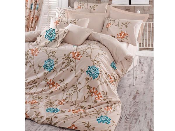 Ensemble housse de couette double 100% coton Carmen Beige | Meilleure classe