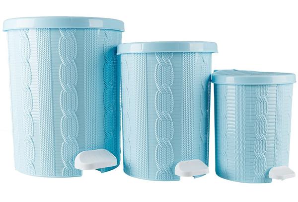 Violet 3'lü Örgülü Çöp Kovası Seti | 861-blue