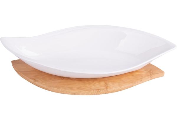 Duygu Assiette de service pour kayak en porcelaine de bambou 2 pièces | Blanc | Dg-8010