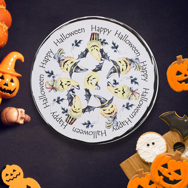 طبق تقديم هالووين هابي 2 26 سم | كيراميكا