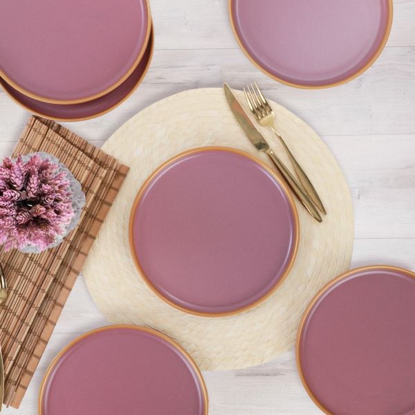 Nordic Gold Mat Violet Pasta Tabağı 22 Cm 6 Adet | Keramika