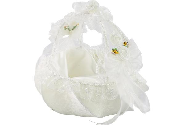 Dekonaz Kadife Kına Düğün Nişan Sepeti | Dantel İşlemeli | Yuvarlak | Beyaz