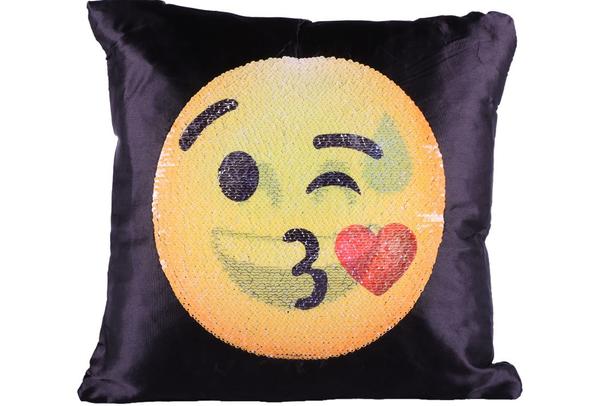 Dekonaz Dekoratif Pullu Yastık 40x40cm | Gülümseyen Kalpli Emoji | MTL-0005