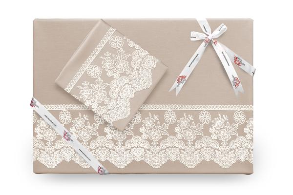 Ensemble de housse de couette lacée Gırıltı French Cappucino