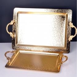 Bayev 2-Piece Golden Rectangular Tray - 200412