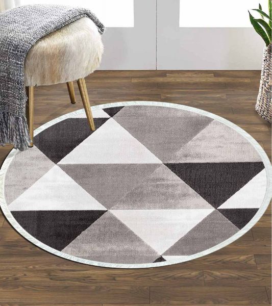 Birkilim Yuvarlak Yıkanabilir Dekoratif Halı İpeksi Kaymaz Taban | MLN-IP-YU-HY-1194