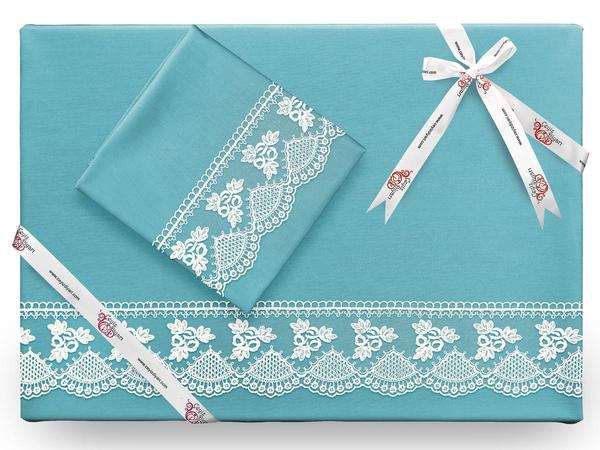 Monolithic Plain French Laced Bettbezug Set Benzin