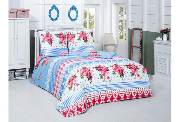 VictoriaHome Nevresim Takımı | Çiçekli | Mavi | Garden | VH-GARDEN-200x220