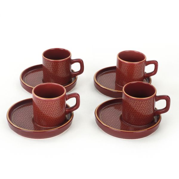 Dora Mürdüm Kahve Fincan Takımı 8 Parça 4 Kişilik | Keramika