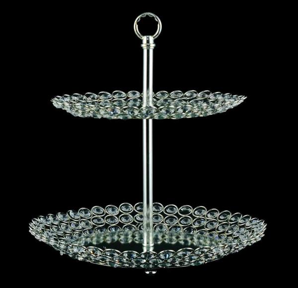Dematex Lüks 2 Katlı Kristal Kek Standı | Gümüş