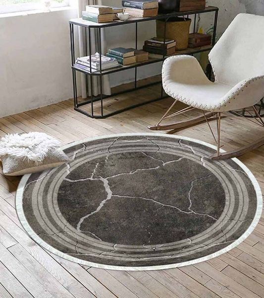 Birkilim Yuvarlak Yıkanabilir Dekoratif Halı İpeksi Kaymaz Taban | MLN-IP-YU-HY-1337