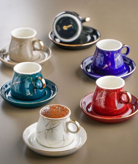 6Lı Porselen Kahve Fincan Takımı