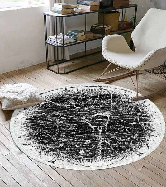 Birkilim Yuvarlak Yıkanabilir Dekoratif Halı İpeksi Kaymaz Taban | MLN-IP-YU-HY-1256