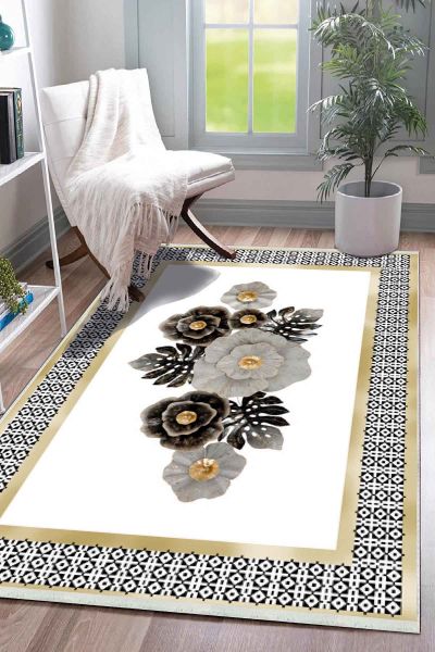 Birkilim Yıkanabilir Dekoratif Halı İpeksi Kaymaz Taban | MLN-IP-SD-439