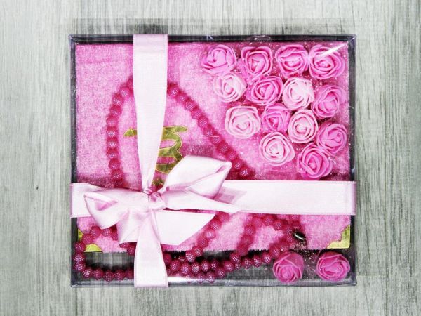 Gül Desenli Yasin-i Şerif Seti Pembe