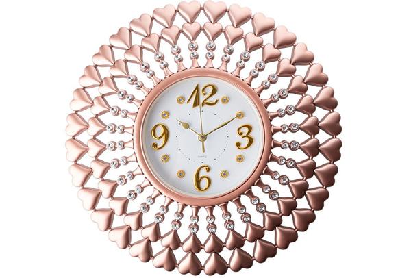 Dekonaz Duvar Saati Kalp Desenli 45x45cm | Koyu Pembe | Gp-0057