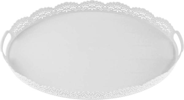 Dekonaz Servis Oval Tepsi Dantel Motifli Avangarde Beyaz 50x38 cm