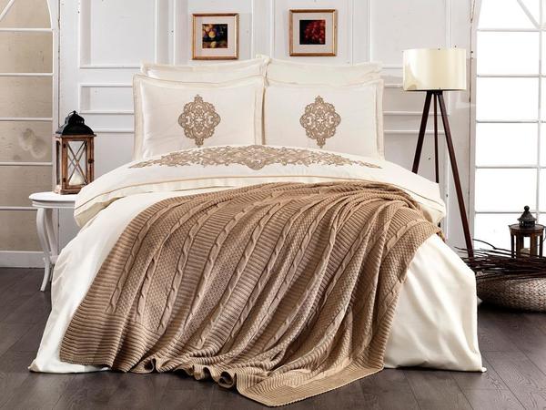 Bianka Lüks Nakışlı Gelin Seti 7 Parça Cappucino