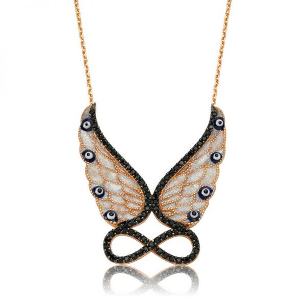 Gümüş Melek Kanadı Sonsuzluk Bayan Kolye