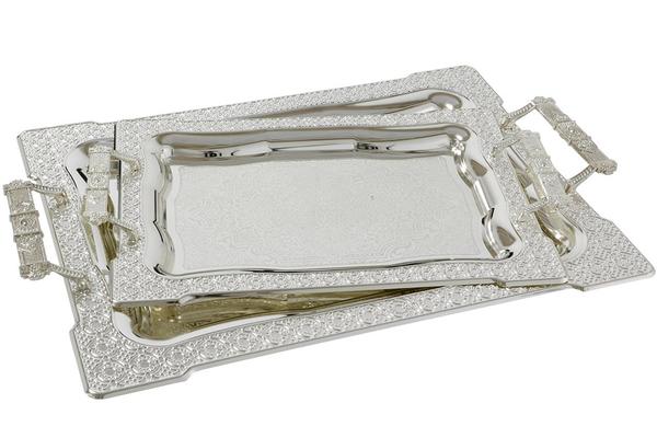 Almina 2'li Servis Tepsisi | Gümüş | AL-0962-5-S