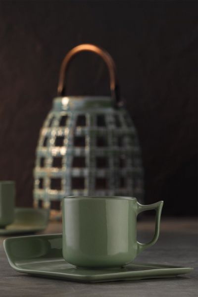 Kütahya Porselen Despina 4 Parça Kahve Takımı Yeşil