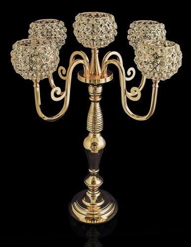 Dematex El Yapımı Kristal Mumluk 64 cm | Altın | LK103G