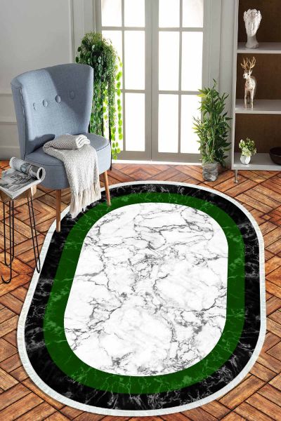 Birkilim Oval Yıkanabilir İpeksi Kaymaz Taban Dekoratif Halı | MLN-IP-O-HT-806