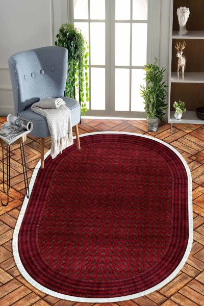 Birkilim Oval Yıkanabilir İpeksi Kaymaz Taban Dekoratif Halı | MLN-IP-O-HT-645