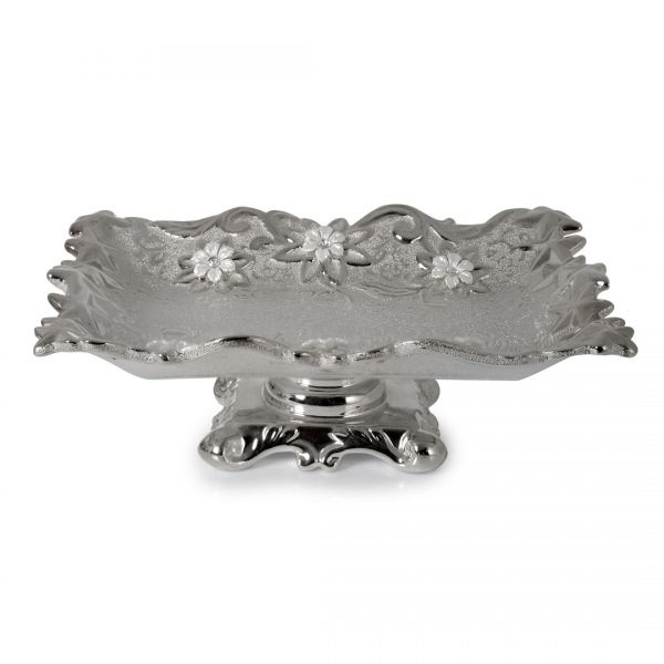 İpek | Seramik Ayaklı Gümüş Meyvelik | K2234