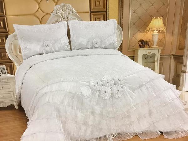 Almina Yatak Örtüsü Takımı 250x260 Beyaz