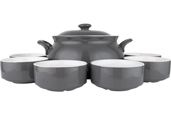 Almina Eintopfset | Schwarz | aus Porzellan | 6 Teilig | AL-8074