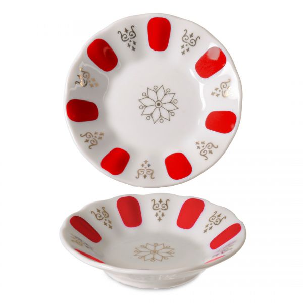 İpek | Kırmızı Yaldızsız Çay Tabağı 12'li | #K18#