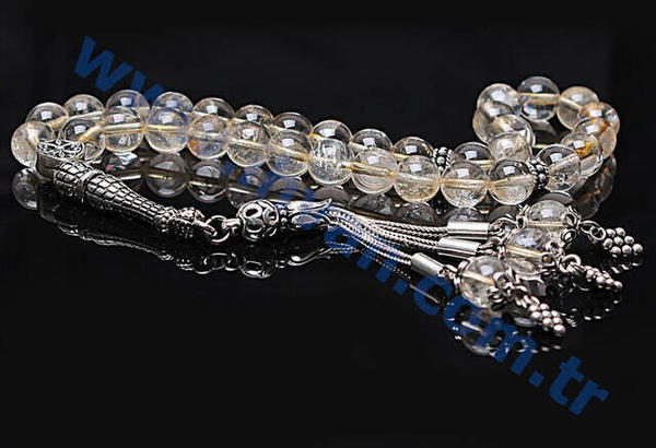 Chapelet en pierre citrine (8 mm en argent sterling 925)