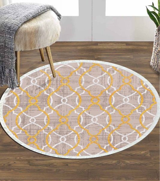 Birkilim Yuvarlak Yıkanabilir Dekoratif Halı İpeksi Kaymaz Taban | MLN-IP-YU-HY-1054