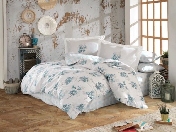 Trella Doppel-Bettbezug-Set Türkis