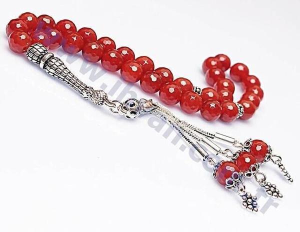 Achat Stein Rosenkranz (925 AYAR SILBER)