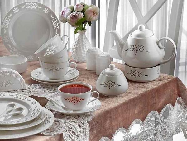 Neva Palace Dantel 38 Parça Porselen Kahvaltı Takımı | Beyaz | 6 Kişilik 