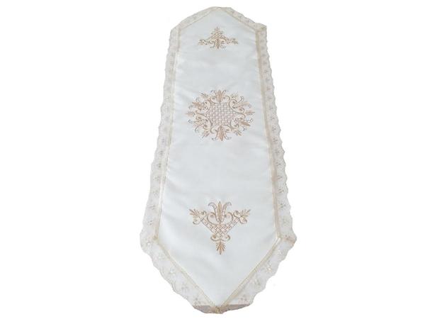 Tulip Embroidered Laced Runner Cream Gold