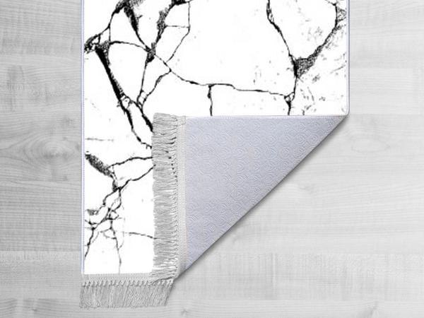 Kaymaz Taban Dijital Baskı Kadife Halı Crack Wall Beyaz 150x220 Cm