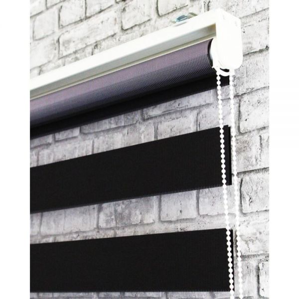 Derin Açık Kasa Zebra Perde Siyah