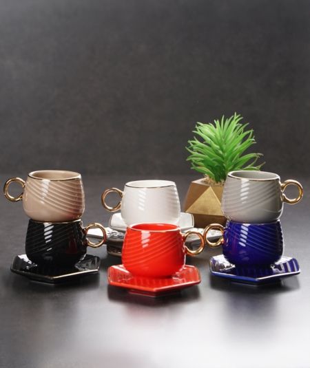 Porselen 6 Li Kahve Fincan Takimi 90 Ml