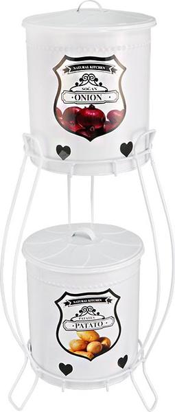 Dekonaz Stantlı Patates ve Soğanlık 5 Parça | Metal | Beyaz