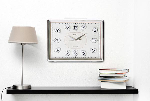Wall Clock Duvar Saati Gümüş Kareli 50cm