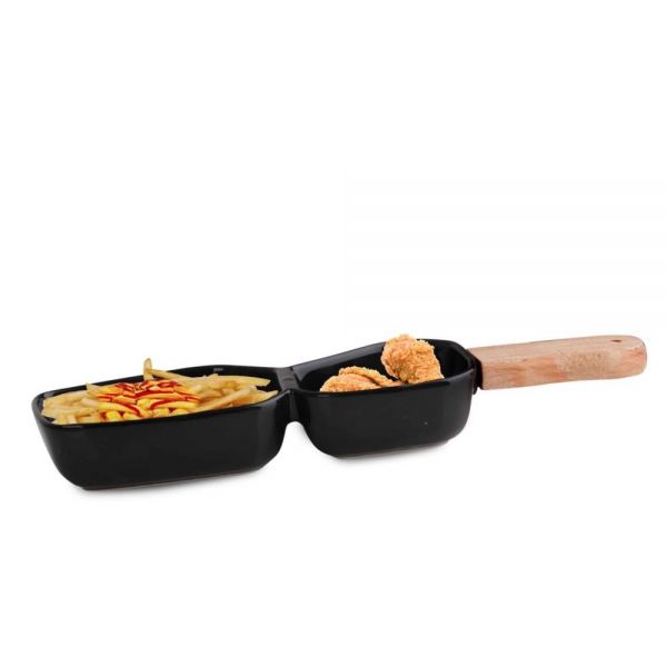 Asaf Home Bambu Saplı 2'li Siyah Sunumluk