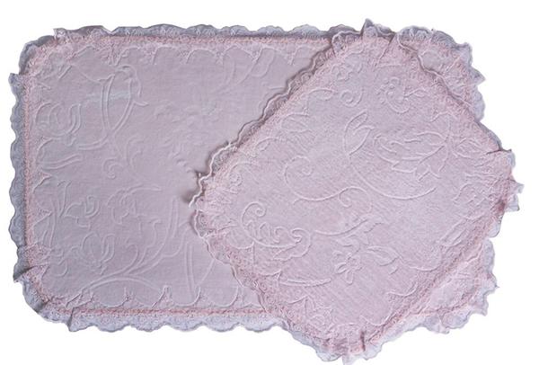 Brillant 2 Prc Banyo Paspası Takimi | Pudra Dantelli | 70189-Rosa