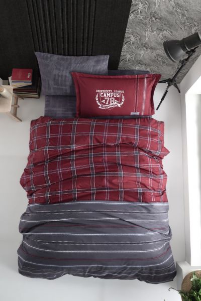 Clasy Ranforce Campus v1 Bordo Tek Kişilik Nevresim Takımı