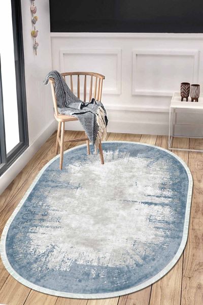 Birkilim Oval Yıkanabilir İpeksi Kaymaz Taban Dekoratif Halı | MLN-IP-O-HT-495
