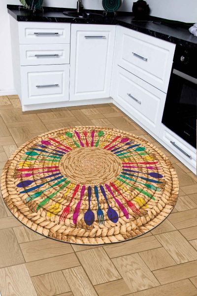 Birkilim Yuvarlak Yıkanabilir Dekoratif Halı İpeksi Kaymaz Taban | MLN-IP-SD-334